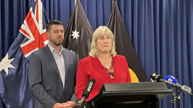 Chief Minister Eva Lawler and Police Minister Brent Potter on the announcement of Alice Springs snap 72-hour curfew.