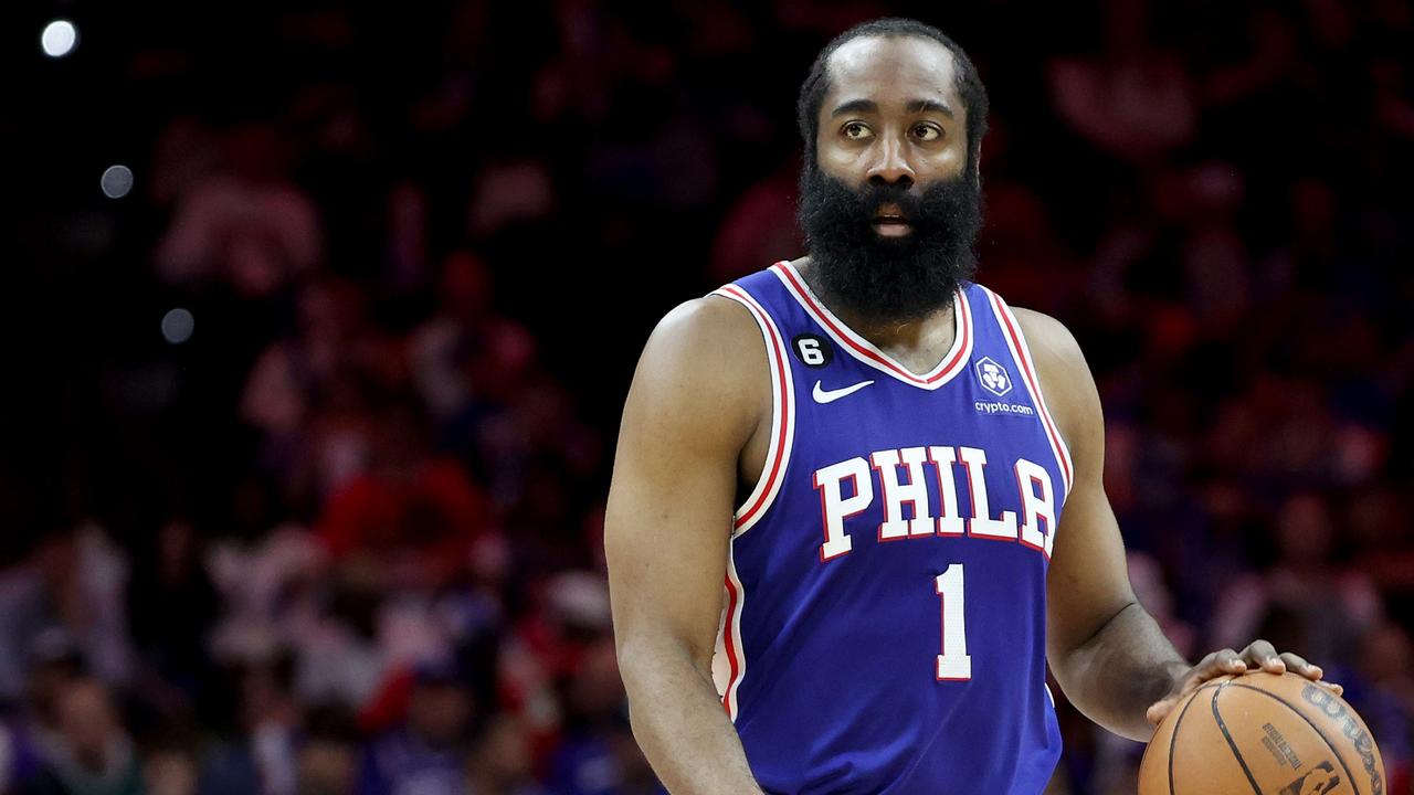 Harden teed off at Sixers president Daryl Morey. (Photo by Tim Nwachukwu/Getty Images)