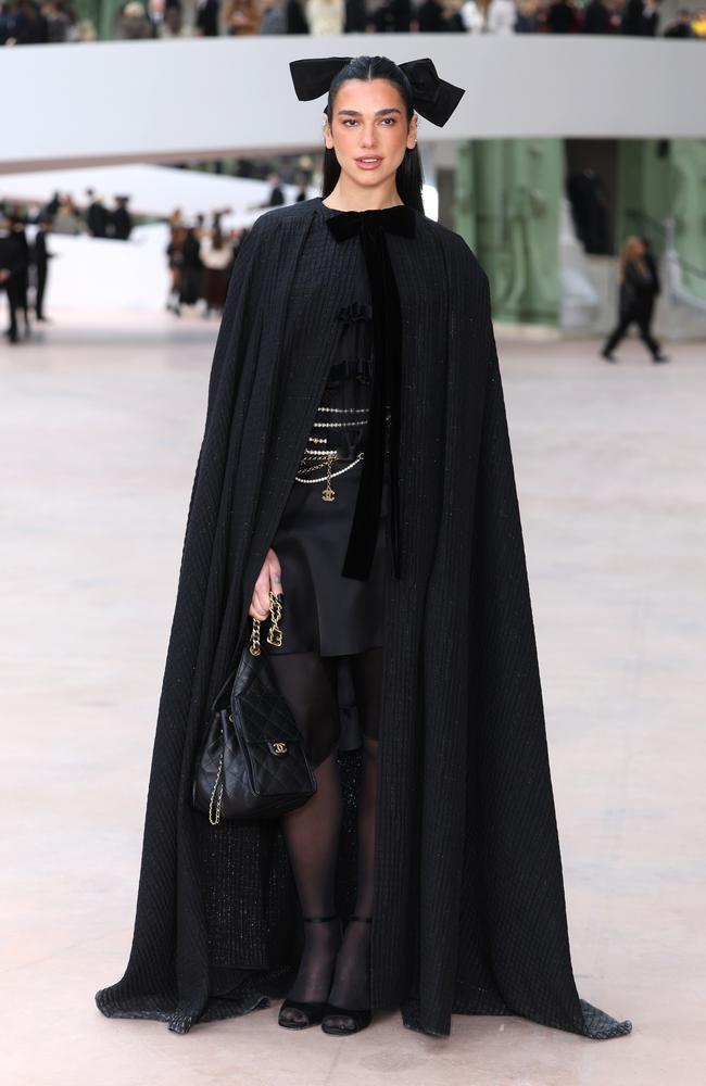 Elegant in all black, popstar Dua Lipa attends the Chanel Haute Couture Spring-Summer 2025 show. Picture: Pascal Le Segretain/Getty Images