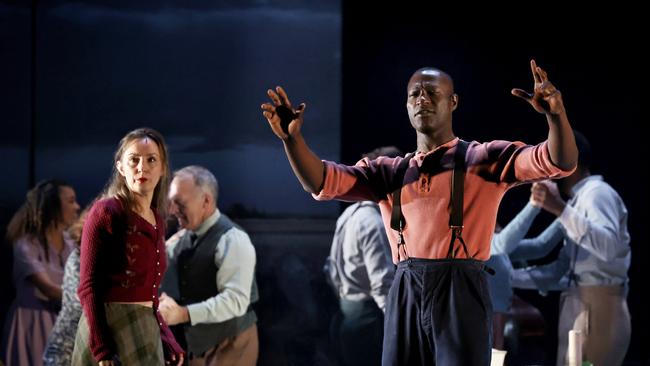 Lisa McCune and Elijah Williams performing in Girl from the North Country at QPAC. Picture: Tara Croser.