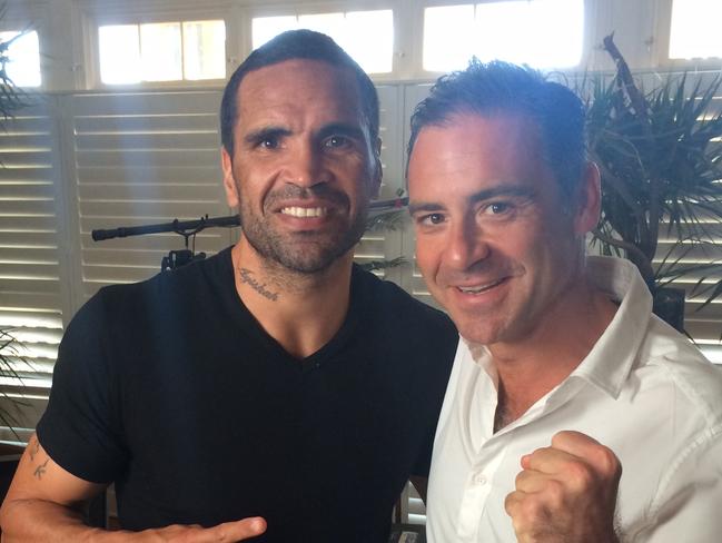 Weekend Sunrise co-host Andrew O’Keefe with Anthony Mundine in his home.