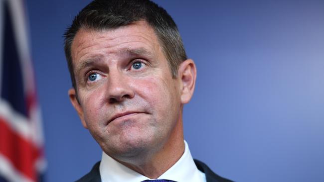 NSW Premier Mike Baird speaks during a press conference in Sydney, where he announced his retirement. Picture AAP Image, Paul Miller