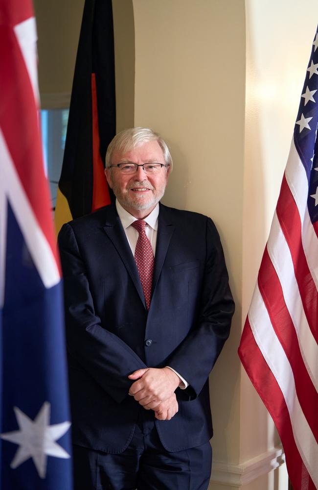 Ambassador of Australia to the United States, Hon Kevin Rudd, at his residence in Washington DC. Picture: Noah Willman