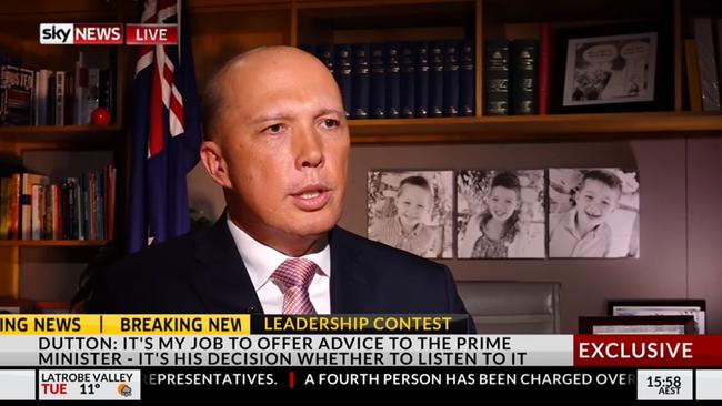 Peter Dutton during an interview on <i>Sky News</i>.