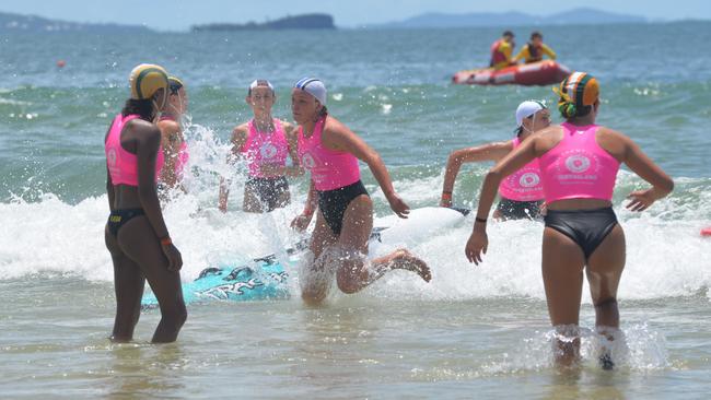 Action from the Queensland Youth Surf Life Saving Championships on February 17.