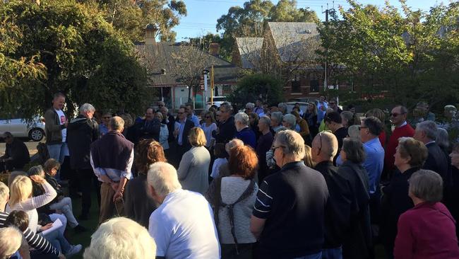 More than 200 residents turned out at a public meeting held in protest of a planned new 24-hour service station at Kensington Park. Picture: James Gratton