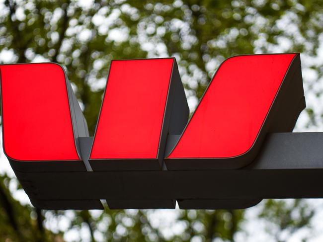 Signage on a Westpac bank is displayed in Melbourneâs central business district on September 24, 2020. (Photo by William WEST / AFP)