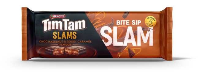 The Tim Tam Slam, a new product with a new gooey strip inside. 