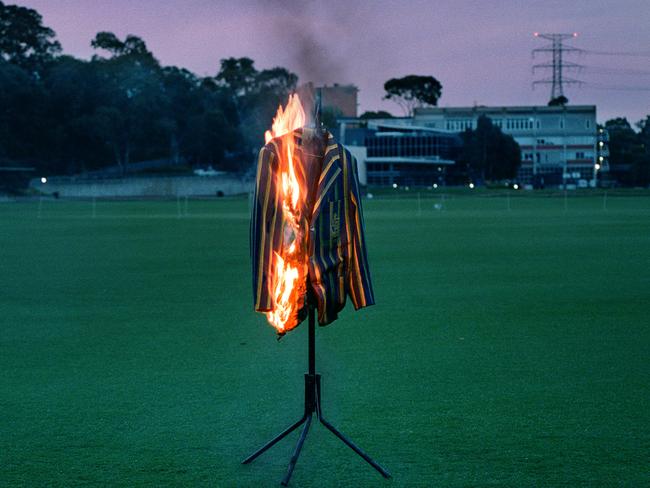 “I burn my blazer not in anger, but in hope for regeneration,” he wrote in his Instagram post. Picture: Supplied/James J. Robinson