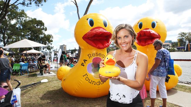 Jess Skarratt during her television career covering fundraising event featuring Australia’s Biggest Duck Race. Photo Ric Frearson