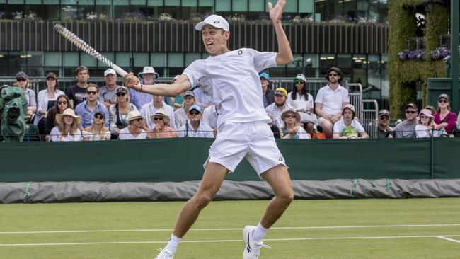 Alex De Minaur during his round one victory over Marco Cecchinato. Picture: Ella Pellegrini