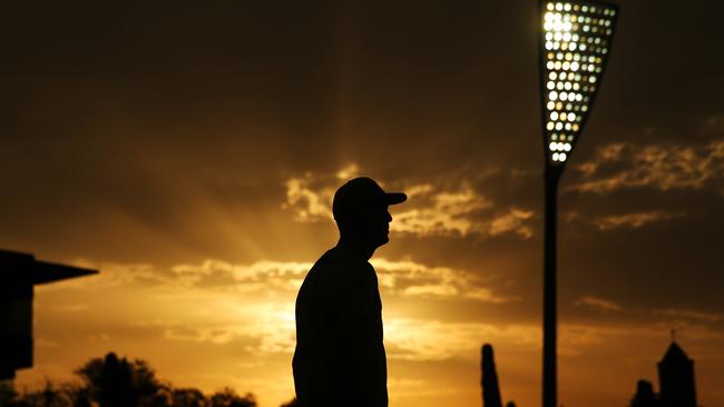 An eerie sunset greeted players at Manuka Oval for the BBL game before smoke descended