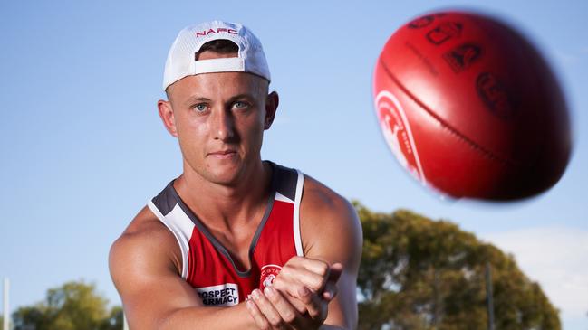 New recruit Billy Hartung poses for a picture in Prospect, after being signed to the North Adelaide Roosters. Picture: Matt Loxton