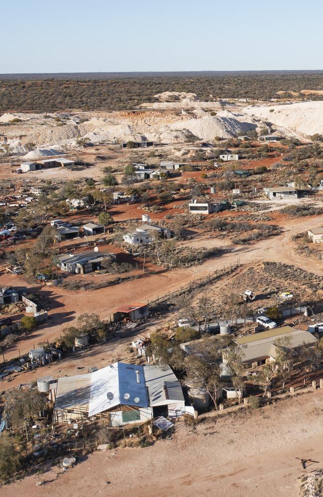 The abandoned Mintabie township, seen from the air in September. Picture: Simon Cross