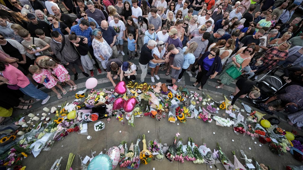 Mourners gather at the site of the attack. Picture: Christopher Furlong/Getty