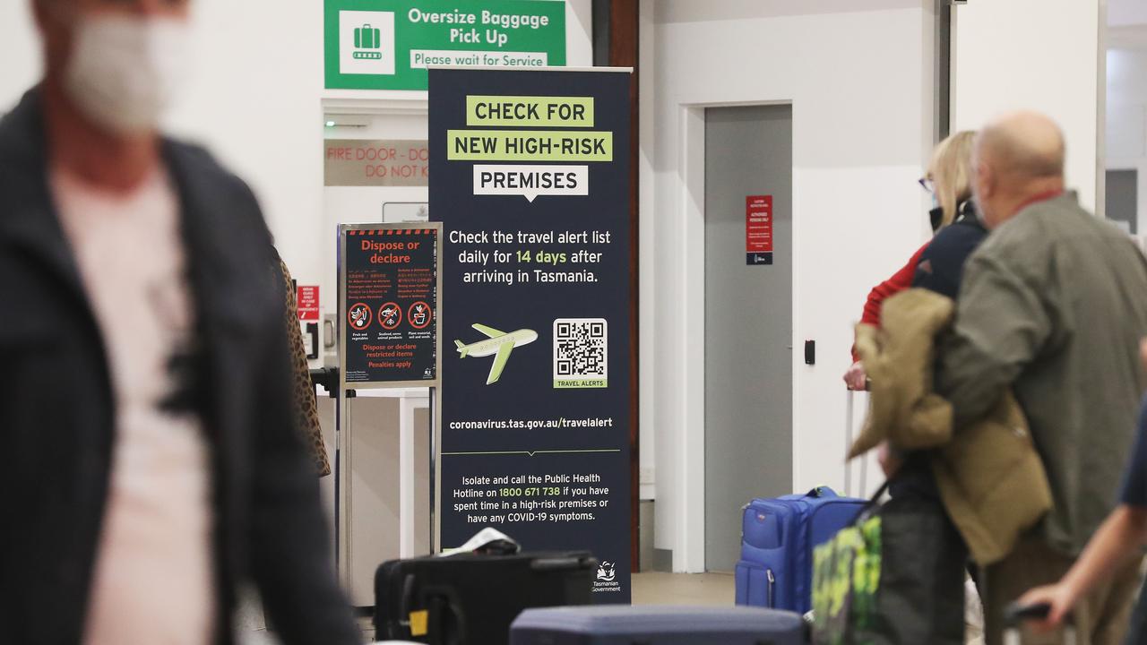 Melbourne flight arrivals at Hobart International Airport. Picture: Nikki Davis-Jones