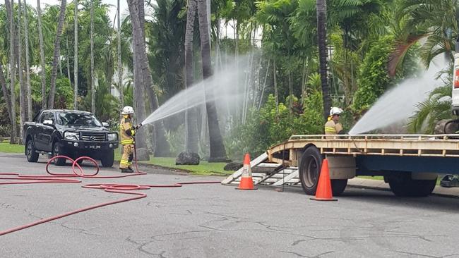 Emergency services attended the scene of a gas line rupture on Garrick St in Port Douglas. Picture: Lynette Bradford