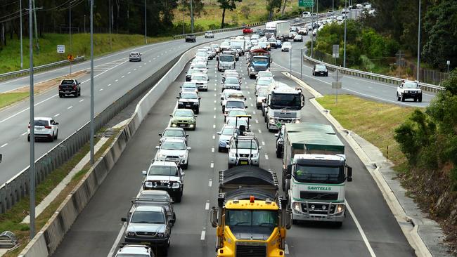 Traffic is building up on the M1 after a crash at Yatala this afternoon. Photo: David Clark