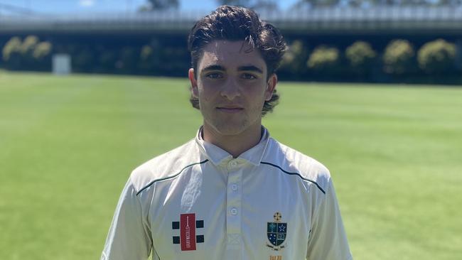 Samuel Mazza launched a blistering century of 186 with 30 boundaries to set the record for the highest individual score of a batter from the school. Picture: St Kevin's Twitter