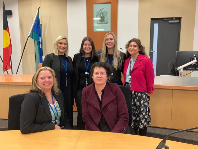 The Assessment and Referral court team in Heidelberg. Seated are ARC Magistrates Samantha Poulter and Helen Murphy. Back row left to right are Julia Mithen (ARC Coordinator), Samantha Sweerts (ARC Coordinator), Georgia Sykes (Advanced Case Manager) and Sophia Erickson (Manager, Court Support Services). Picture: Supplied.