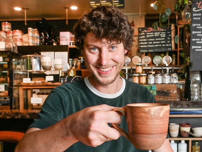 DECEMBER 4, 2024: Cafe Troppo owner Joe Burditt in his Whitmore Square eatery. Picture: Brenton Edwards