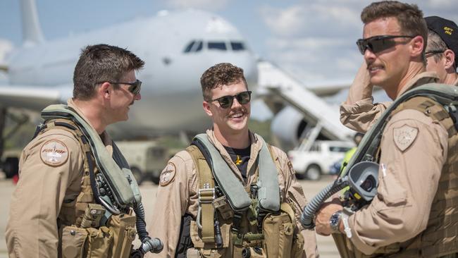 RAAF Super Hornet aircrew on return to Australia from the Middle East last January.