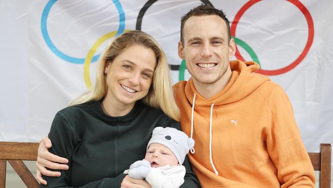 Australian long distance runners Genevieve and Ryan Gregson will return to the track for the meet, after they welcomed son Archer last year. Picture: Annette Dew