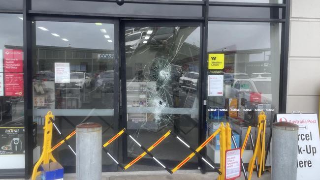 The glass front doors of Red Hill Rockhampton Post Shop were smashed during a break and enter on July 4 at 2.20am. Contributed: Frazer Pearce