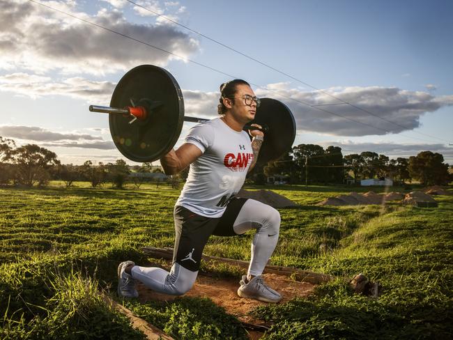 Training in the time of coronavirus. Abozar Faizi says he won’t be hurrying back to the gym. Picture: Matt Turner