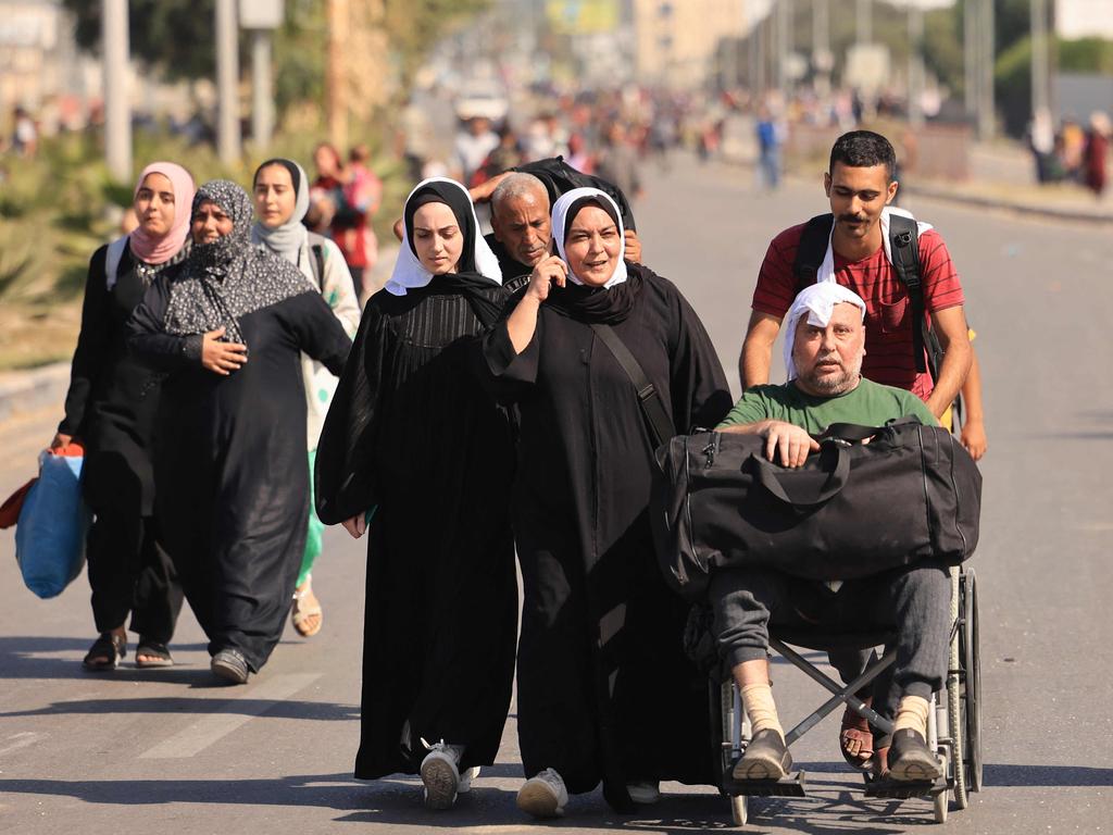 Palestinians fleeing Gaza City towards the south. Picture: AFP
