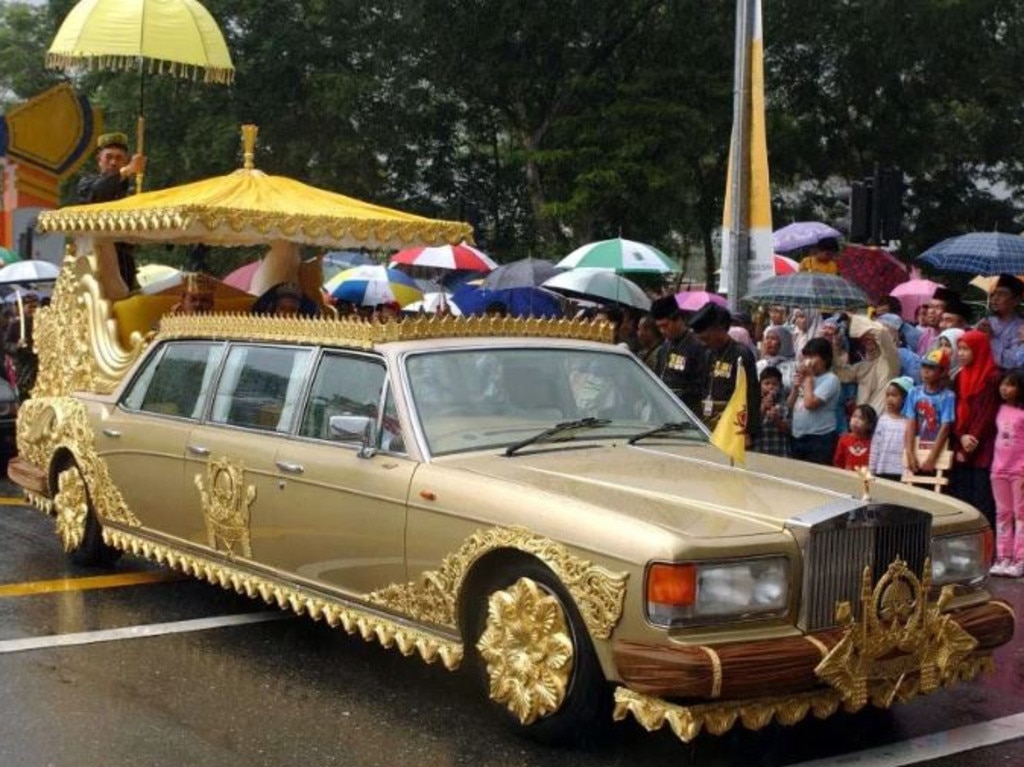 The sultan has a custom-built, gold-plated Rolls Royce that’s used for royal weddings. Picture: thesun.co.uk