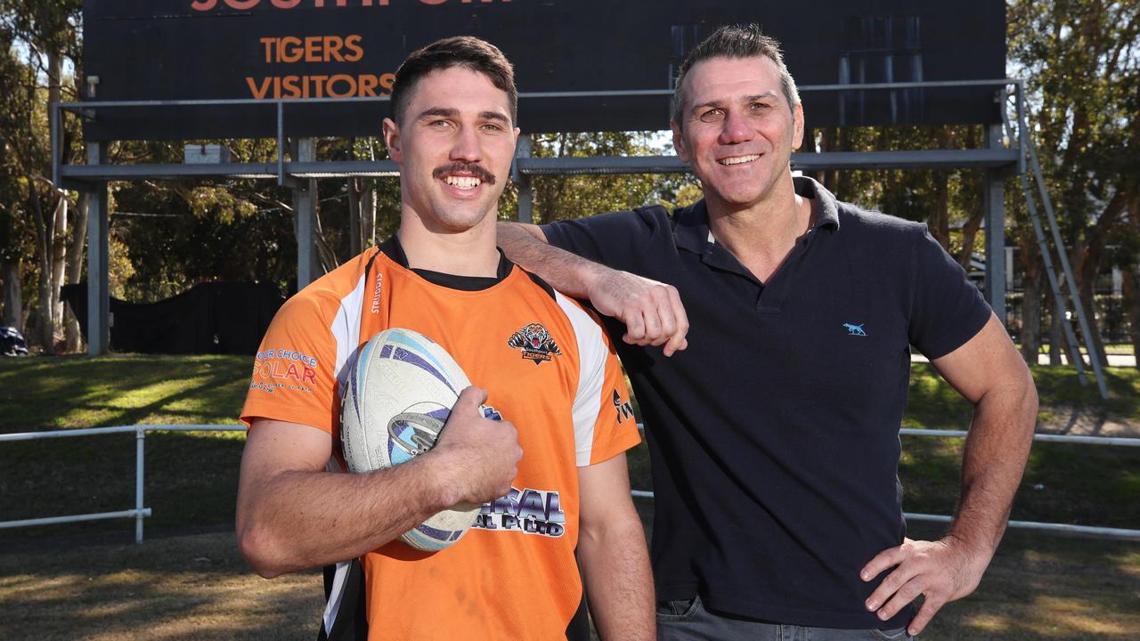 Scott Sattler with his nephew and Fifita’s good mate, Blake Scott. Picture Glenn Hampson