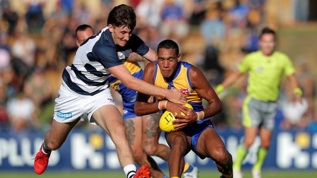 Charlie Constable, left, pushed his case for a Round 1 debut with an impressive performance against the Eagles.