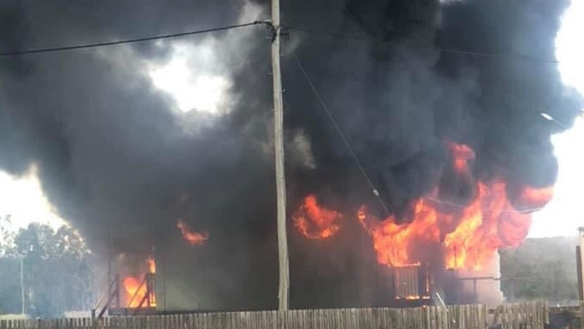 Multiple emergency service crews are responding to a building fire on Cressbrook Street at Woorabinda. It is understood the single storey building is at a local sports ground. Photo: Facebook