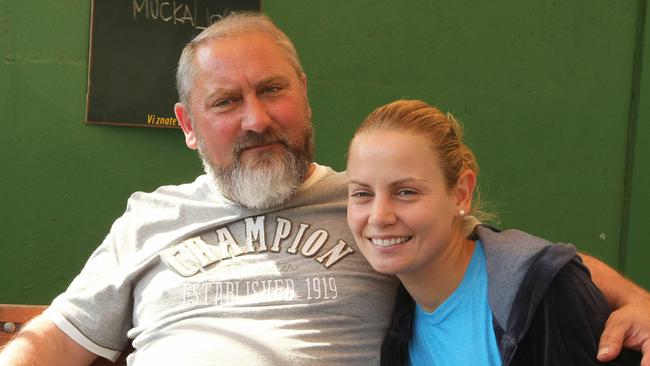 Jelena Dokic with her father Damir in Serbia in 2011.