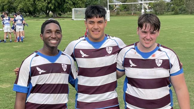 John Paul College trio Joseph Nkandira Brock, Beni Allen and Noah Coleman.