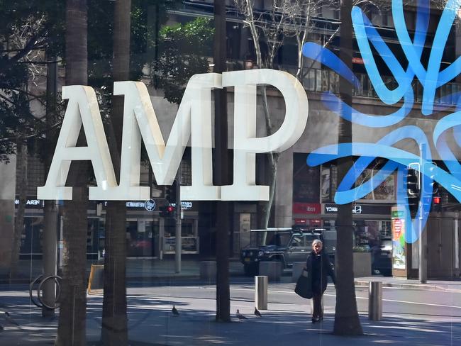 SYDNEY, AUSTRALIA - NewsWire Photos AUGUST 24, 2020: An AMP logo is reflected in a window in Sydney. Picture: NCA NewsWire / Steven Saphore