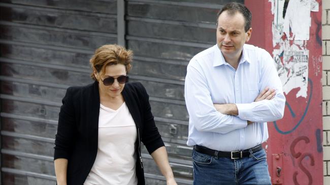 Former Queensland deputy premier Jackie Trad was seen back at her local office in West End with ALP powerbroker Evan Moorhead. Picture: Tertius Pickard