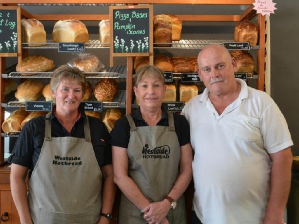 Westside Hotbread were over the moon to be crowned the local favourite in Warwick Daily News' 2024 best bakery competition. (From left) Linda Kinsella with owners Jo and Darren Watts. Photo Jessica Klein