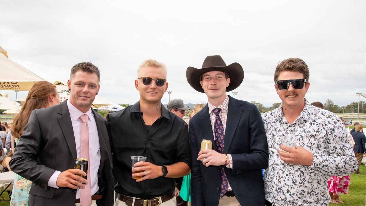 Khai De-Kroon, Michael Monckton, Jake Shaw and Dylan Causely. IEquine Toowoomba Weetwood Raceday - Clifford Park Saturday September 28, 2024 Picture: Bev Lacey