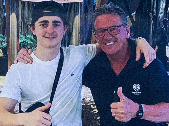 Wayne Holdsworth with his son Mac, who took his own life after falling victim to a sextortion plot online. Picture: Jake Nowakowski