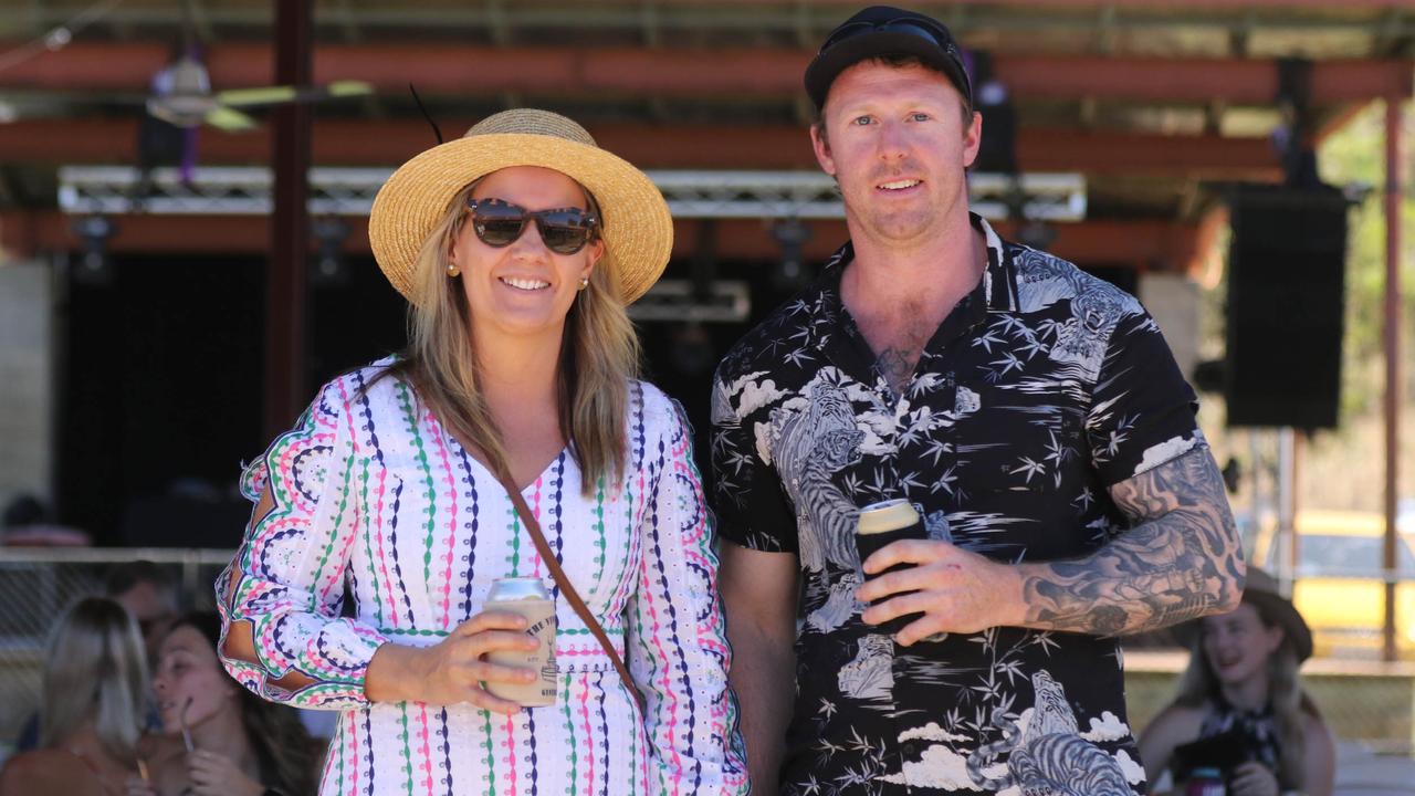 Bonnie Short and Devin Thackrah at the 2021 Adelaide River Races. Picture: Glenn Campbell