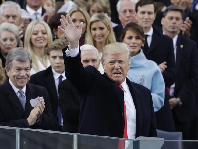 President Donald Trump waves after delivering his inaugural address after being sworn in as the 45th president of the United States during the 58th Presidential Inauguration at the U.S. Capitol in Washington on January 20, 2017. Picture: AP