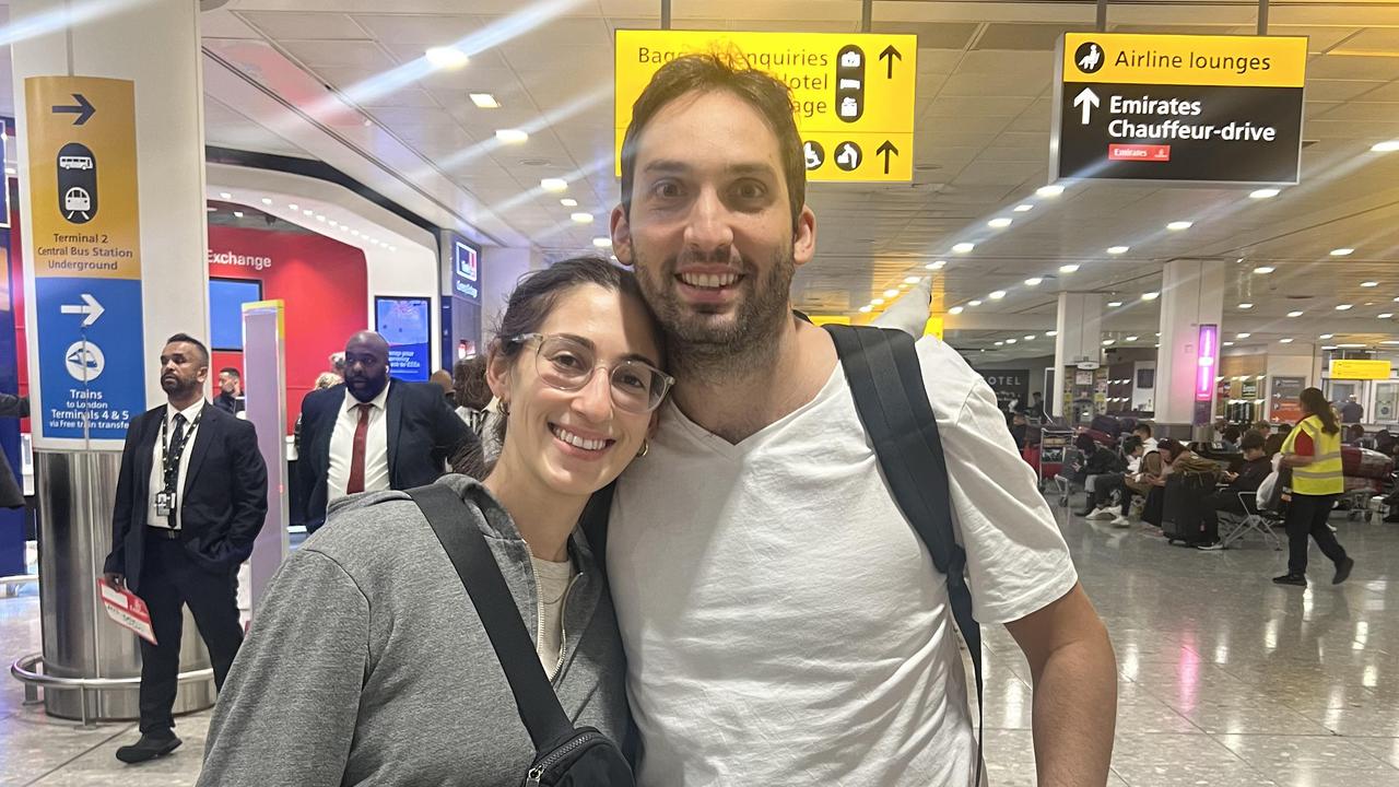 Jonathan Shafir, who is from Melbourne, and his American wife Shaira said landing in the UK was a relief after a horror week.