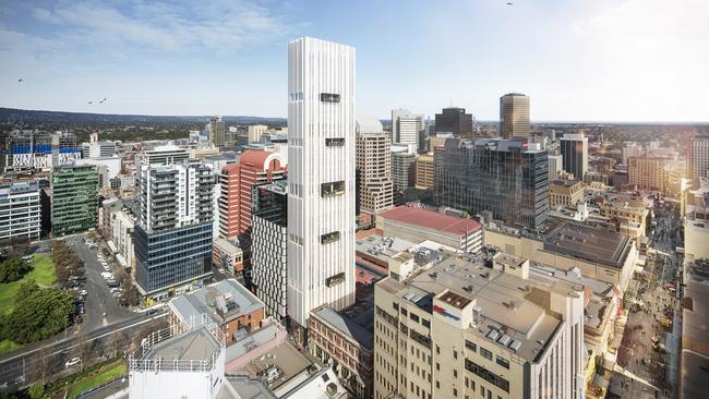 Artist’s impressions of Hines Property’s $85 million proposal for a 124m student accommodation tower on Twin St.