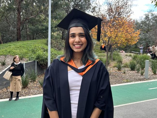 Anoushka Nair graduates from La Trobe University with a Masters in Management on May 14, 2024. Picture: Brittany Busch