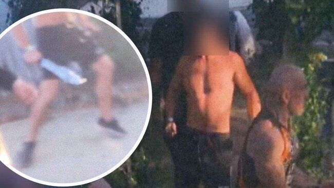 The moment Gympie dad Danny Hawkins was allegedly stabbed during a confrontation with a group of men at his Parsons Rd property was captured in pictures and video tendered to Gympie Magistrates Court as part of one of the accused's rejected bail application. Police alleged one of the men accused was carrying a machete.