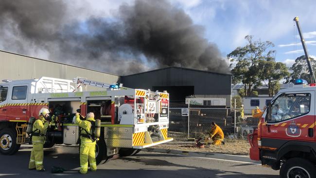 Damage from a fire at Tas Marine Constructions at Electrona, south of Hobart, is billed to reach into the thousands. Picture: MATTHEW THOMPSON