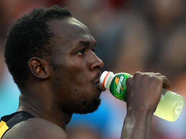 In 2010, he released his own flavor of Gatorade called “Bolt Lemon Ice.” Gatorade created an animated campaign centered around the sprinting star, dubbing Bolt “the boy who learned to fly.” Picture: Getty