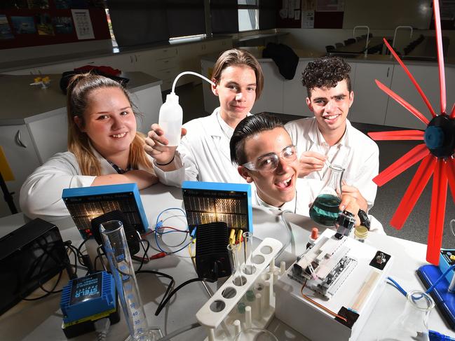 Kolbe Catholic College students in the science lab. File photo